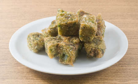 Chinese Traditional Food, A Plate of Fried Chinese Pancake or Fried Steamed Dumpling Made of Garlic...