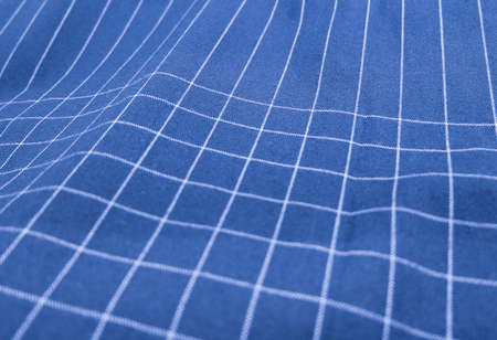 Fabric Texture, Close Up of Blue and White Plaid Fabric Pattern Background.の写真素材