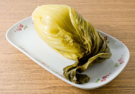 Chinese Traditional Food, Pickled Green Chinese Cabbage on A Dish.の写真素材