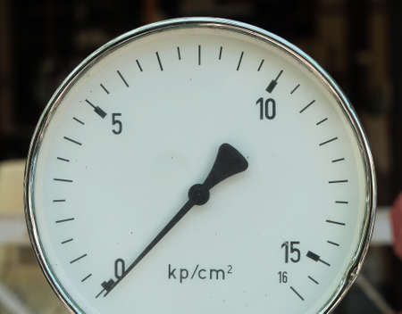 Old Used Manometer or Pressure Gauge of Heating System in A Boiler Machine.の写真素材