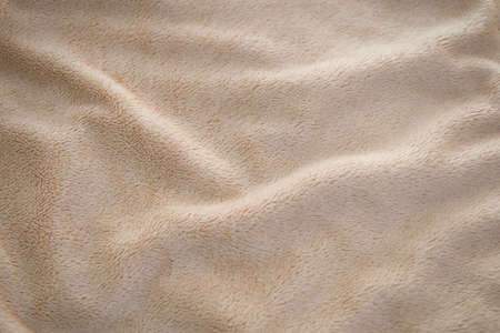 Fabric Texture, Close Up of Light Brown Cozy Blanket Fabric Texture Pattern.の写真素材
