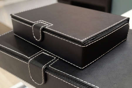 Stack of Office Organize Boxes or Archive Boxes Used for Storing Paper, Media and Accessories.の写真素材