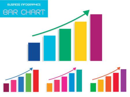 Business and Marketing Concepts, Vector Set of Colorful Bar Chart Infographics Background or Template Diagram with Copy Space for Add Content.のイラスト素材