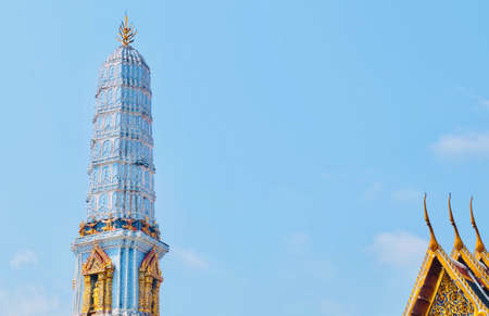 Beautiful Gold Pagodas and Monastery in Wat Phra Kaew Temple and The Grand Palace at Bangkok, Thailand.の写真素材