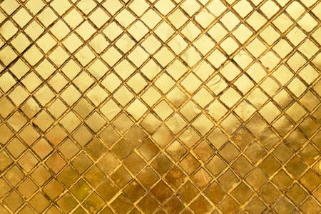 Background Pattern, Golden Mosaic Wall for Background or Texture with Copy Space for Text Decorated.