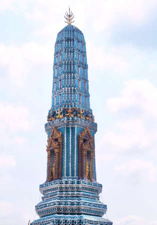 Beautiful Blue Pagoda Against on The Sky in Wat Phra Kaew Temple and The Grand Palace at Bangkok,...