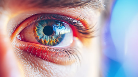 Detailed close-up shot capturing the intricate beauty within the eye. Perfect for illustrating vision, insight, and the depth of perception in visual media projects.の素材
