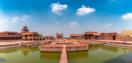 Agra,Utter Pradesh / India - October 13,2019. Panoramic view of Anoop Talab in Fatehpur Sikri, Uttar Pradesh, India.のeditorial素材