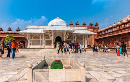 Agra,Utter Pradesh / India - October 13,2019. The Tomb of Salim Chishti is famed as one of the finest examples of Mughal architecture in India, along with the imperial complex at Fatehpur Sikriのeditorial素材