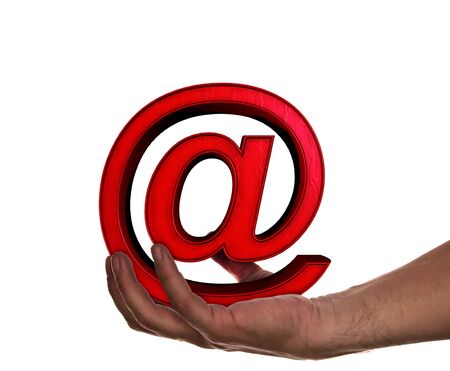 Hand with a 3d mail symbolの写真素材