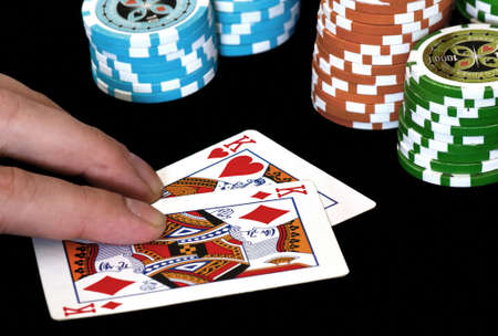 Hand with pair of kingsのeditorial素材