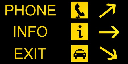 airport info sign in yellow and black