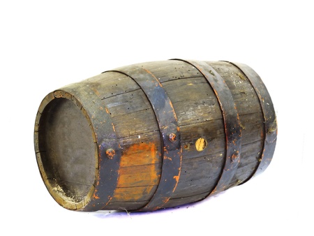 old wooden barrel in a white backgroundの写真素材