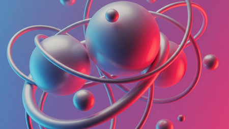 Dynamic Abstract Spheres and Rings with Neon Lightingの素材