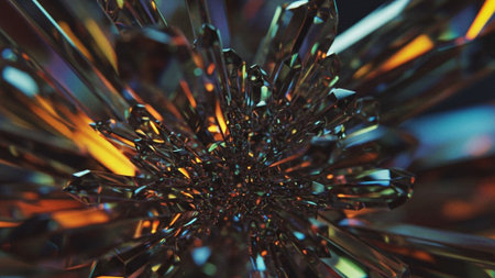 Dynamic Crystalline Burst with Warm and Cool Iridescenceの素材