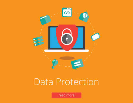 Data protection and safe work. Flat design vectorのイラスト素材