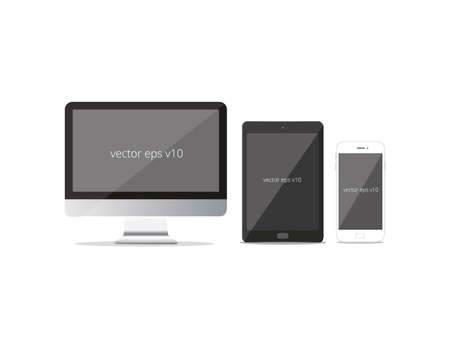 Vector set of Modern Digital devices smart phone, tablet and monitorのイラスト素材