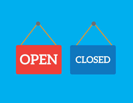 Vector open closed door signのイラスト素材