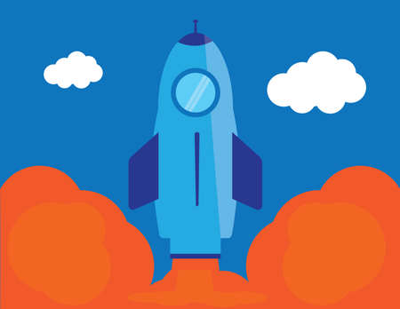 Flat rocket startup icon illustrationのイラスト素材