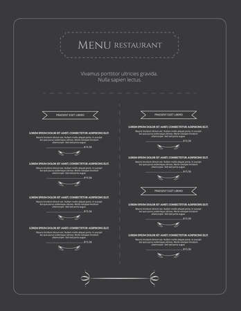 Restaurant or cafe menu design template vector vintage style. Calligraphic flourishesのイラスト素材