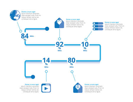 Vector Infographic report template made from lines and iconsのイラスト素材