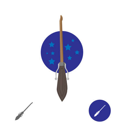 Witch magic broom flat icon, vector illustrationのイラスト素材
