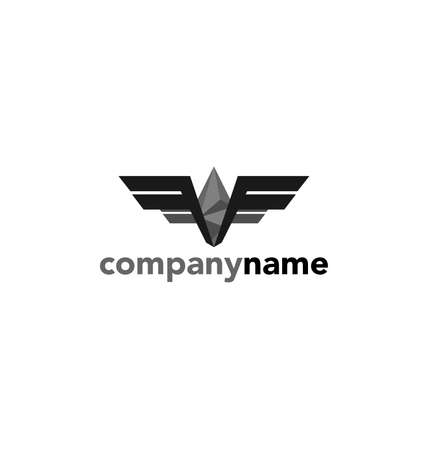 Abstract vector logo design template. Flying bird eagle with spread wings. Aviation army badgeのイラスト素材