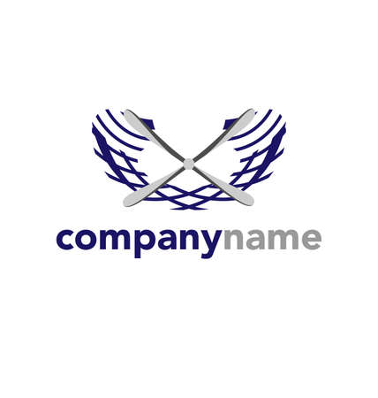 Abstract vector logo design template. Flying bird eagle with spread wings. Aviation army badgeのイラスト素材
