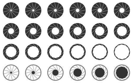 Camera shutter icons setのイラスト素材