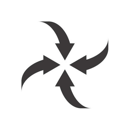 Radial concentric inside rotating arrows in clockwise direction