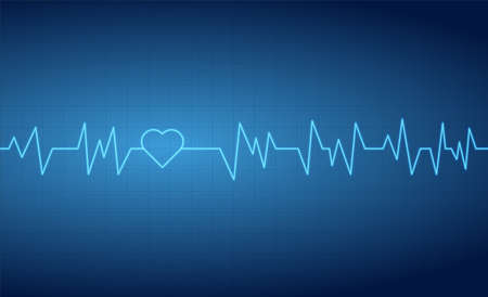 Heart beats pulse cardiogram grid lines background