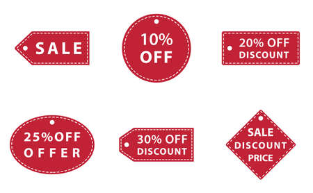 Sale price tag discount offer in various different shapesのイラスト素材