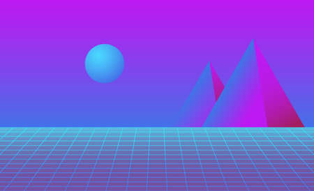 Futuristic mountain sun landscape background