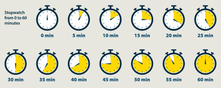 Stopwatch timer from 0 to 60 minutesのイラスト素材