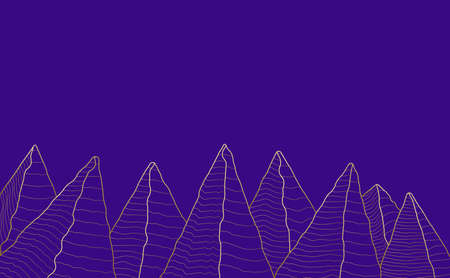 Mountain landscape golden line wallpaperのイラスト素材