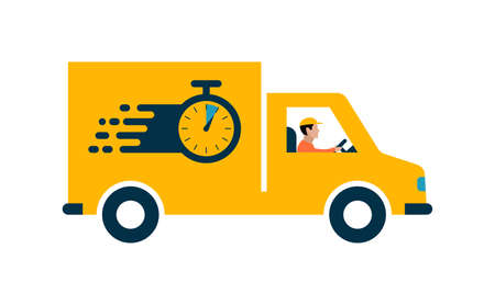 Fast delivery truck man van serviceのイラスト素材