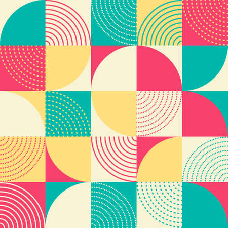 Geometric circle line graphic shapes seamless patternのイラスト素材