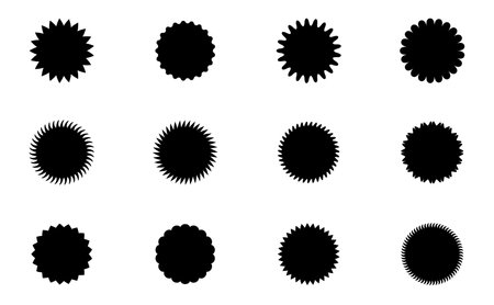 Set of badge of sunburst or starburst. Special offer discount tag labelのイラスト素材