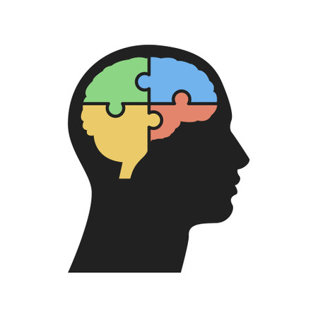 Brain puzzle creative ideas knowledge thought process psychological mental health solutionのイラスト素材