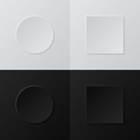 Abstract 3d circle and square frame border. Set of black and white presentation top view of cosmetic products.のイラスト素材