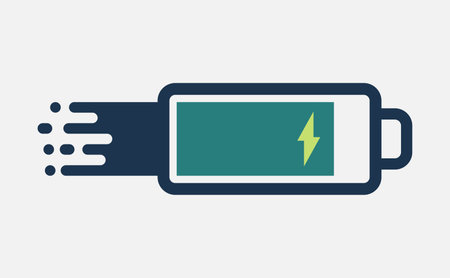 Fast charging battery indicator status. Rapid quick electric charge indicationのイラスト素材