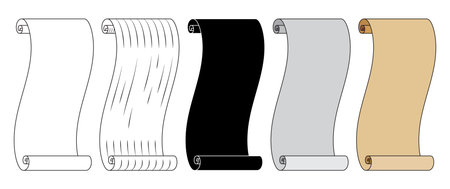 Old roll parchment scroll sheet paper with different variations styleのイラスト素材