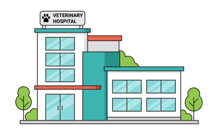 Veterinary hospital building flat vector illustrationのイラスト素材
