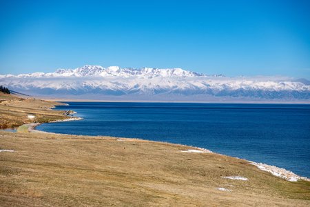 Sailimu Lake in Autumnの写真素材