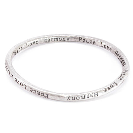 Silver Peace Love Harmony Bangleの写真素材