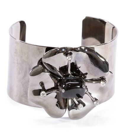 Gunmetal Rose Bangle with Crystalsの写真素材