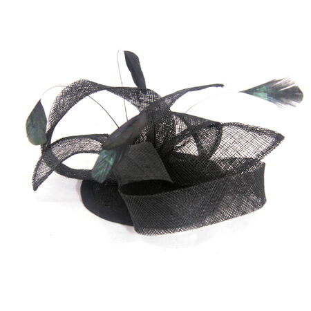 Black Bow and Feather Fascinatorの写真素材