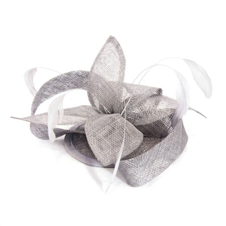 Silver Bow and Feather Fascinatorの写真素材