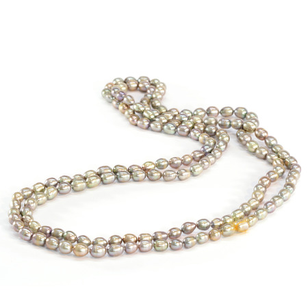 Long Grey Pearl Necklaceの写真素材