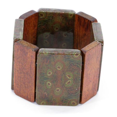 Peacock Panel Wood Bangleの写真素材
